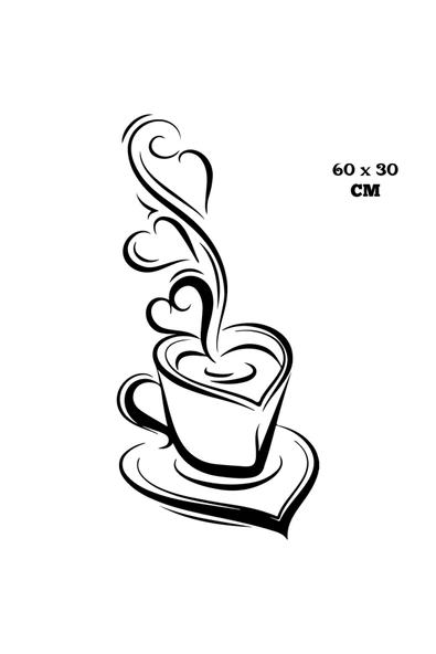 İndispensableyl Kahve Ve Kalp Köşesi Aşk Dolu Duvar özel yeni sticker Yapıştırma (SUDAN VE NEMDEN ETKİLENMEZ) - 3
