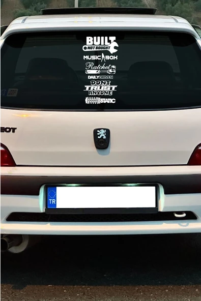 İndispensableyl Oto Arka Cam özel yeni sticker Model 17 İngilizce Beyaz 40*20 Cm - 3
