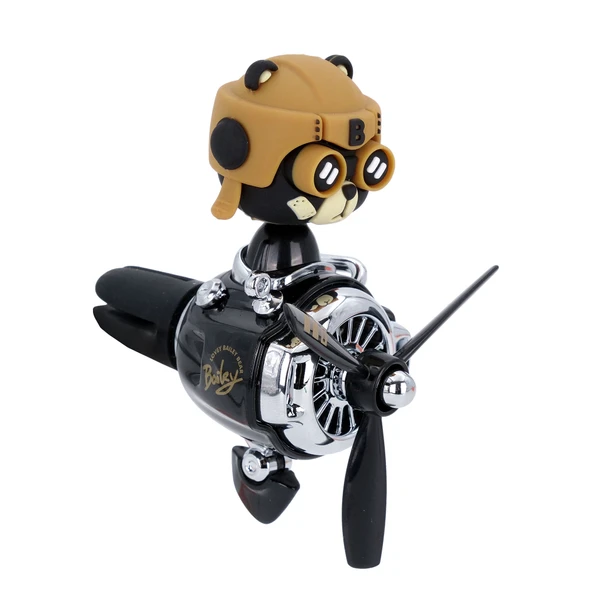 Pervaneli Klima Süsü Oto Koku Klipsi Sallanan Başlı Pilot Ayı Araba Hava Ferahlatıcı Siyah ürün görseli 1