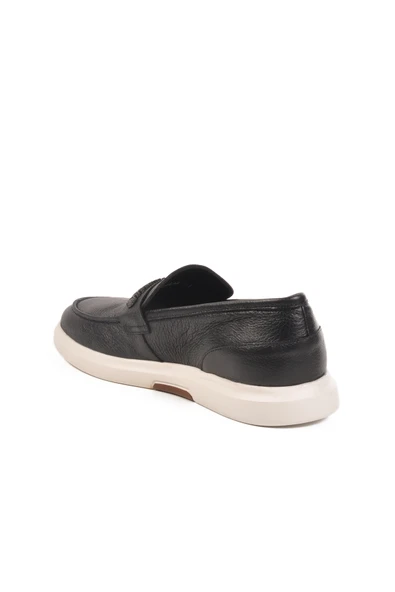 Marcomen Siyah Beyaz Hakiki Deri Erkek Sneaker - 4