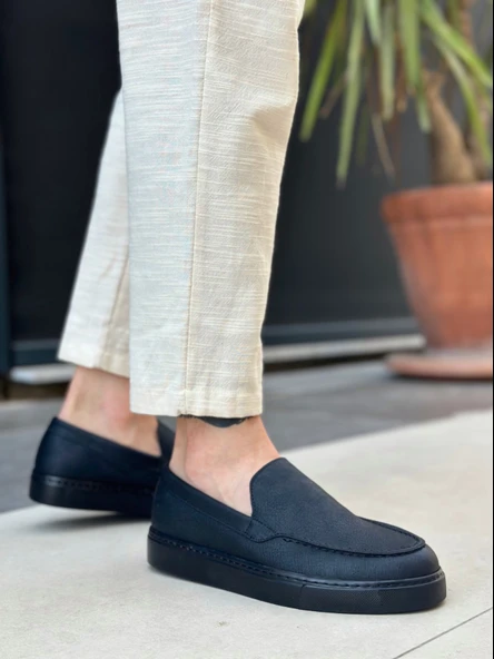 Pabucmarketi Bağcıksız Erkek Casual Ayakkabı SİYAH (SİYAH TABAN) - Resim 4