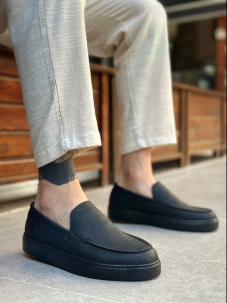 Pabucmarketi Bağcıksız Erkek Casual Ayakkabı SİYAH (SİYAH TABAN) ürün görseli