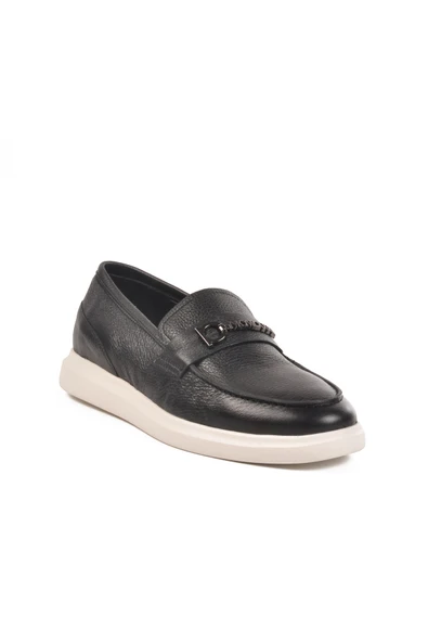 Marcomen Siyah Beyaz Hakiki Deri Erkek Sneaker - 3