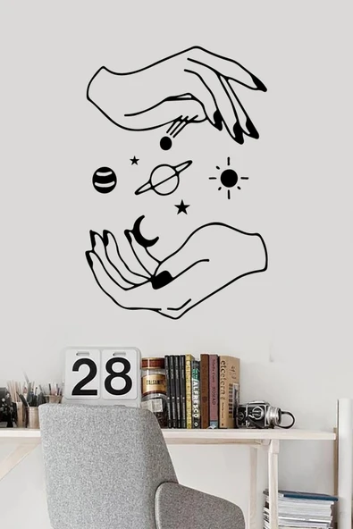 İndispensableyl Kadın Elleri Ve Uzay Gezegenler Duvar özel yeni sticker Yapıştırma (SUDAN VE NEMDEN ETKİLENMEZ) - Resim 2