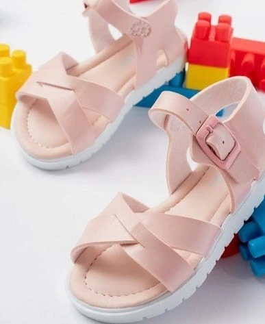 Pabucmarketi Pudra Kemerli Kız Bebek Düz Sandalet - 4