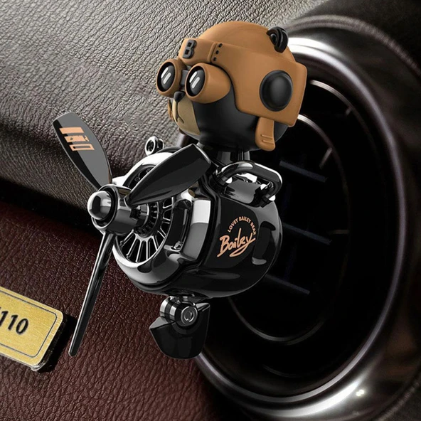 Pervaneli Klima Süsü Oto Koku Klipsi Sallanan Başlı Pilot Ayı Araba Hava Ferahlatıcı Siyah - Resim 2
