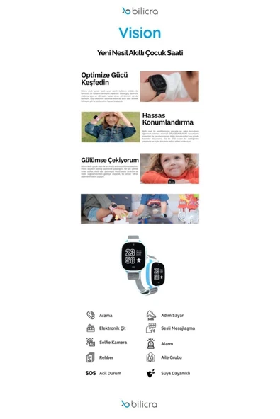 Bilicra Vision Akıllı Saat Siyah GPS Watch 46 - 50 mm (Yerli Üretim) - 5