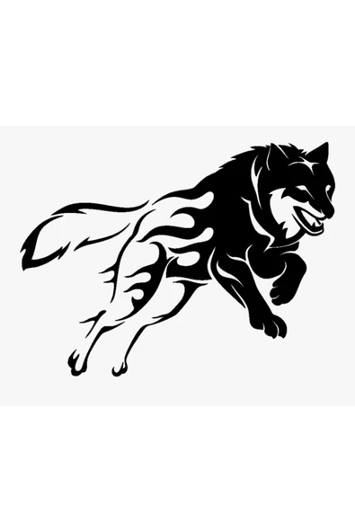 İndispensableyl Alevli Kurt Duvar Dekor Sticker 40 X 28 Cm ürün görseli