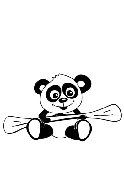 İndispensableyl Kürek Çeken Panda Duvar Dekor Sticker 40 X 20 Cm - 1