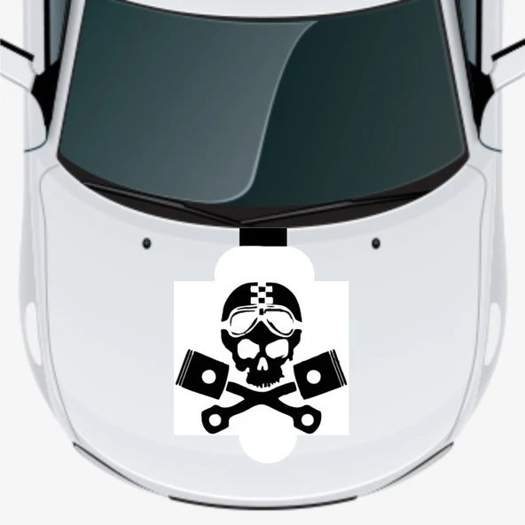 İndispensableyl Kurukafa Ve Pistonlar Oto Kaput Sticker 45 X 30 Cm - 1
