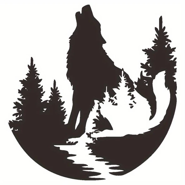 İndispensableyl Dolunay Ve Bozkurt Duvar Dekor Sticker 47 X 45 Cm ürün görseli