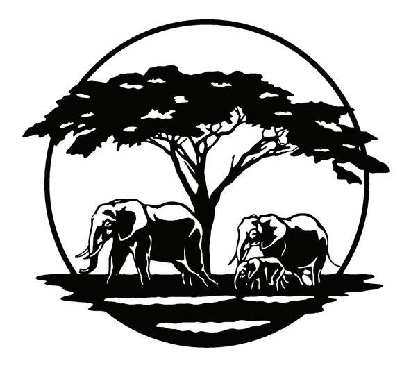 İndispensableyl Fil Ailesi Safari Duvar Dekor Sticker 60 X 60 Cm - 1