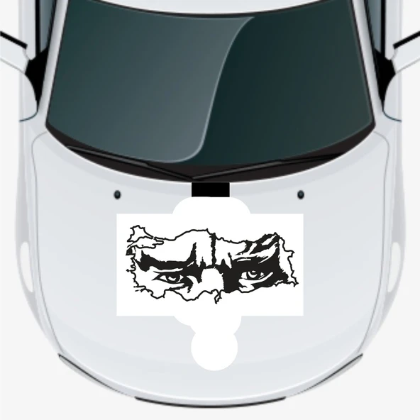 İndispensableyl Atatürk Siluetli Türkiye Haritası Oto Kaput Sticker 40 X 20 Cm ürün görseli