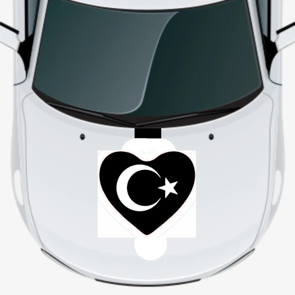 İndispensableyl Kalp Türk Bayrağı Oto Kaput Sticker 40 X 40 Cm ürün görseli