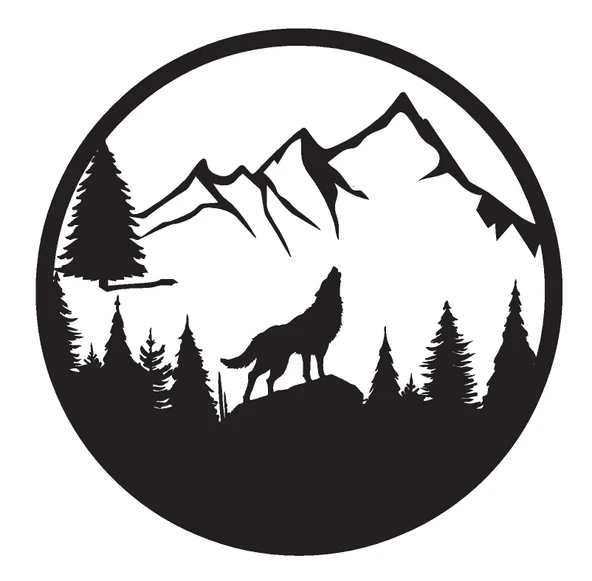 İndispensableyl Bozkurt Ve Dağlar Duvar Dekor Sticker 40 X 40 Cm ürün görseli