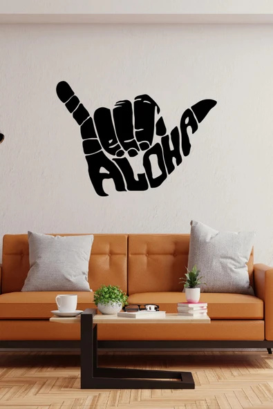 İndispensableyl Aloha El Illustration Duvar Dekor Sticker 30 X 21 Cm - Resim 2