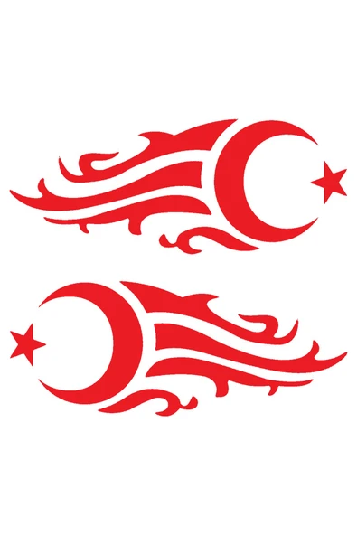 İndispensableyl Alevli Ay Yıldız Oto Yan Cam Sticker 20 X 8 Cm Sağ/Sol 2 Adet - Resim 3