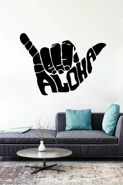 İndispensableyl Aloha El Illustration Duvar Dekor Sticker 30 X 21 Cm - Resim 3