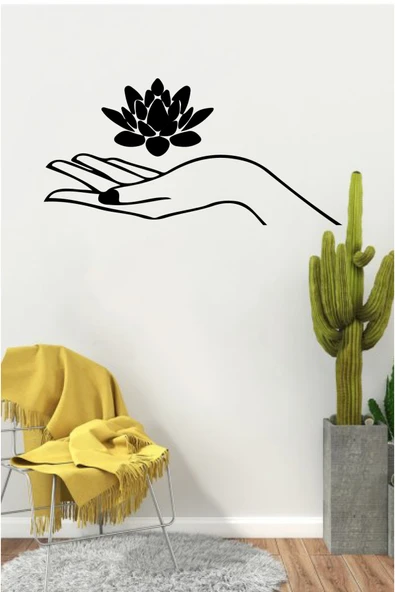 İndispensableyl Narin Ellerin Üzerindeki Çiçek Duvar Dekor Sticker 60 X 30 Cm - Resim 2