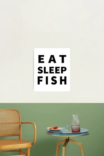 İndispensableyl Eat Sleep Fısh Yazı Sticker 30 X 30 Cm - Resim 4
