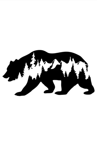 İndispensableyl Ayı Figürü İçinde Doğa Sticker 30 X 15 Cm ürün görseli