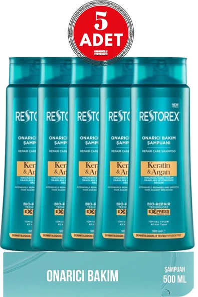 Restorex Keratin & Argan Şampuan 500 Ml x 5 Adet