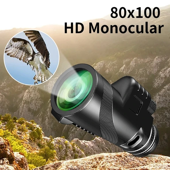Monozone Tek Göz Dürbün HD Zoom Teleskop Tripot Telefon Kamera El Dürbünü 80x Monoküler Taşınabilir - 4
