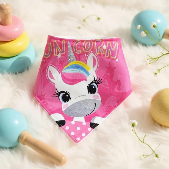 Unicorn Kız Bebek Fular Önlük ürün görseli