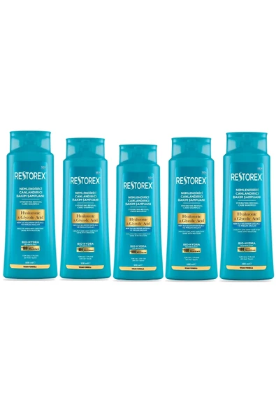 Restorex Hydra Nemlendirici Canlandırıcı Bakım Şampuanı 5x500 Ml - Hyaluronik Asit, Glikoik Asit