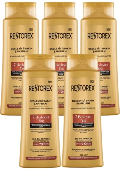 Restorex Bakım Şampuanı 7 Besleyici Yağ 500 ml x 5 Adet