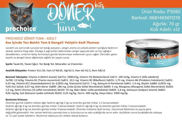Prochoice Döner Bites Ton Balık Yetişkin Kedi Konservesi 70 GR - Resim 3