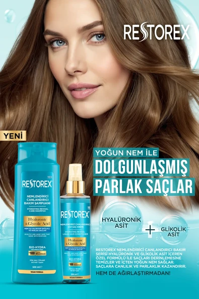 Restorex Hydra Nemlendirici Canlandırıcı Bakım Şampuanı 5x500 Ml - Hyaluronik Asit, Glikoik Asit - 4