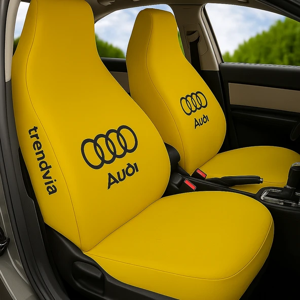 Audi İçin Sarı Ön ve Arka Oto Servis Koltuk Kılıfı Penye Kumaş Koltuk Seti