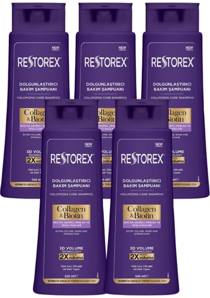 Restorex Collagen&biotin Dolgunlaştırıcı Şampuan 500 ml x 5 Adet