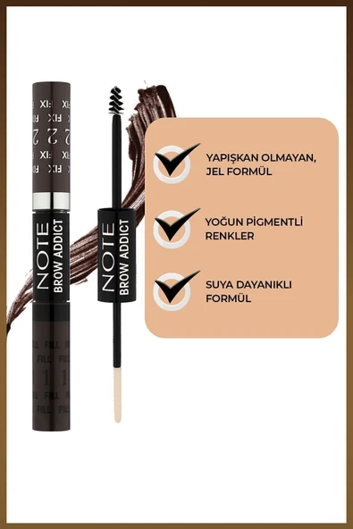NOTE Brow Addict Fix&Fill Kaş Farı ve Maskarası 2'si 1 Arada - 04 Grey Brown - 2