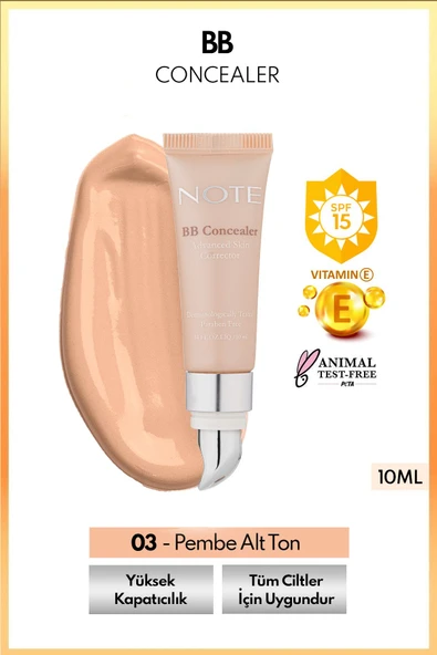 NOTE Bb Concealer Spf 15 Yoğun Kapatıcı Metal Başlıklı Göz Altı Kapatıcısı - 03 Orta Koyu