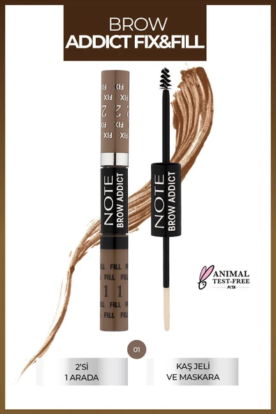 NOTE Brow Addict Fix&Fill Kaş Farı ve Maskarası 2'si 1 Arada - 01 Dark Blonde