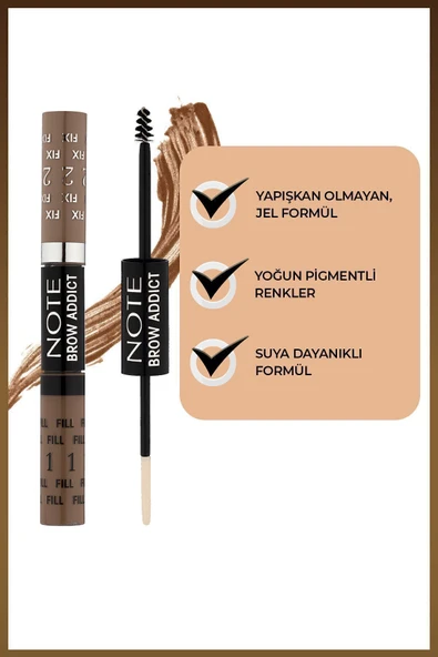 NOTE Brow Addict Fix&Fill Kaş Farı ve Maskarası 2'si 1 Arada - 01 Dark Blonde - 2