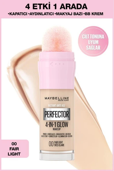 MAYBELLİNE NEW YORK Instant Perfector Glow 4 Etki 1 Arada Fondöten / BB & CC Krem - 00 Fair Light