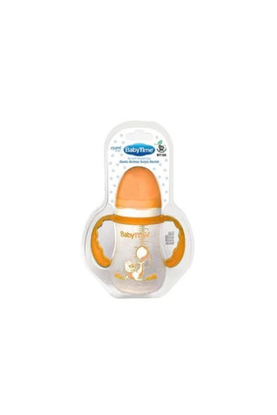 BABYTİME Bt105 Damla Akıtmaz Kulplu Bardak 250 ml Turuncu