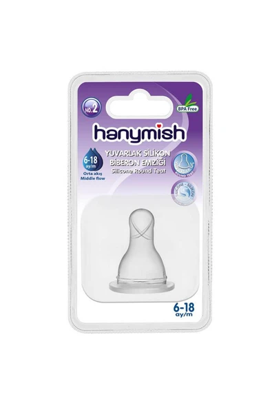 HANYMİSH Yuvarlak Silikon Biberon Emziği No 2 6-18 Ay