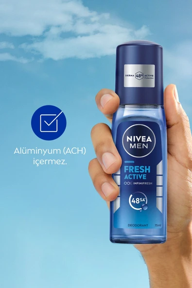 NİVEA MEN ERKEK PUMP SPREY DEODORANT FRESH ACTİVE 75ML, TER VE TER KOKUSUNA KARŞI 48 SAAT KORUMA - 4