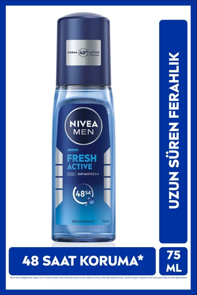 NİVEA MEN ERKEK PUMP SPREY DEODORANT FRESH ACTİVE 75ML, TER VE TER KOKUSUNA KARŞI 48 SAAT KORUMA