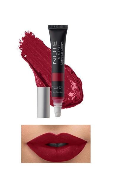 NOTE Mineral Matte Lip Cream Yarı Mat Bitişli Likit Ruj 06 Go Red - Kırmızı