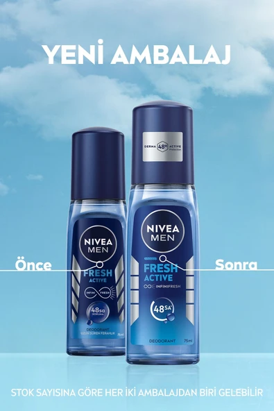 NİVEA MEN ERKEK PUMP SPREY DEODORANT FRESH ACTİVE 75ML, TER VE TER KOKUSUNA KARŞI 48 SAAT KORUMA - 2