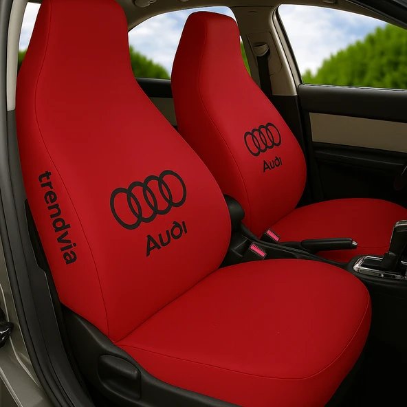 Audi İçin Kırmızı Ön ve Arka Oto Servis Koltuk Kılıfı Penye Kumaş Koltuk Seti