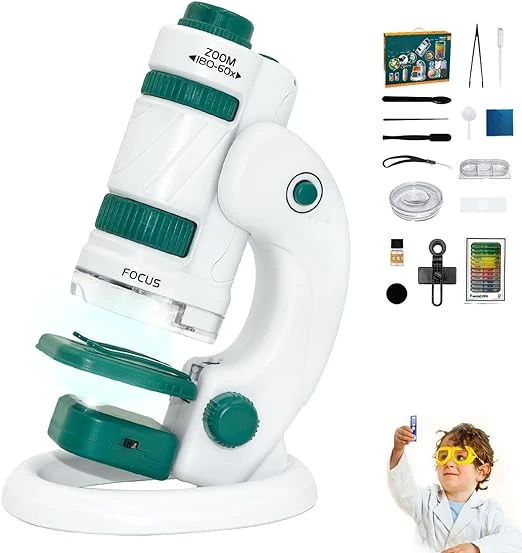 Monozone Çocuk Bilim Deney Cep Mikroskop seti 60-180x Eğitici Mini El Mikroskop Işıklı Mobil Uyumlu - Resim 2