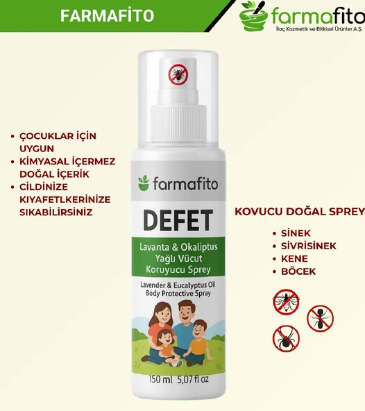 Kene ve Sinek Defet - Lavanta ve Okaliptüs Yağlı Vücut Koruyucu Sprey 150 Ml