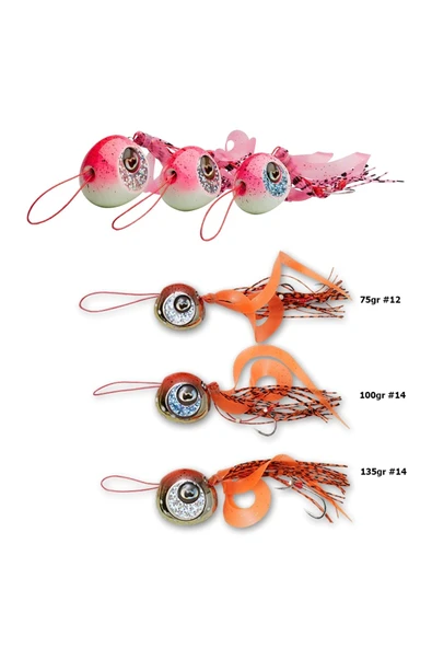 Savage Gear Cuttle Eye 135g Suni Yem Tai Rubber Silikon Jig Yemi Pink Glow Silver