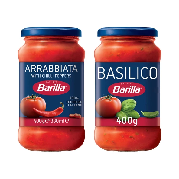 Barilla Basilico ve Arrabiatta Makarna Sosu 400 gr 2 li Set